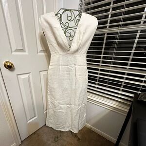 St. Agni Cream Backless V-Neck Dress